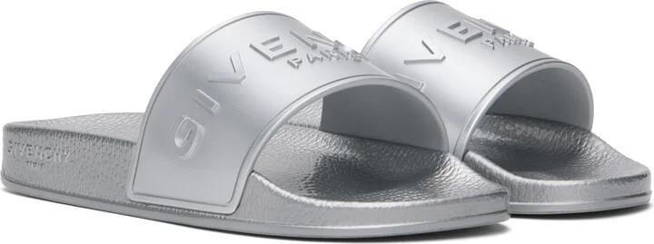 Givenchy Silver Slide Flat Sandals - Image 4
