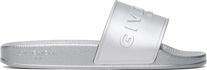 Givenchy Silver Slide Flat Sandals