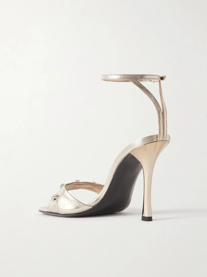 Givenchy - Stitch Crystal-embellished Leather Sandals - Gold - Image 3