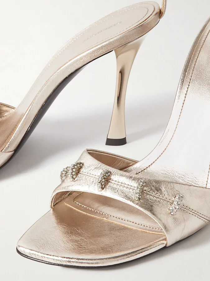 Givenchy - Stitch Crystal-embellished Leather Sandals - Gold - Image 4