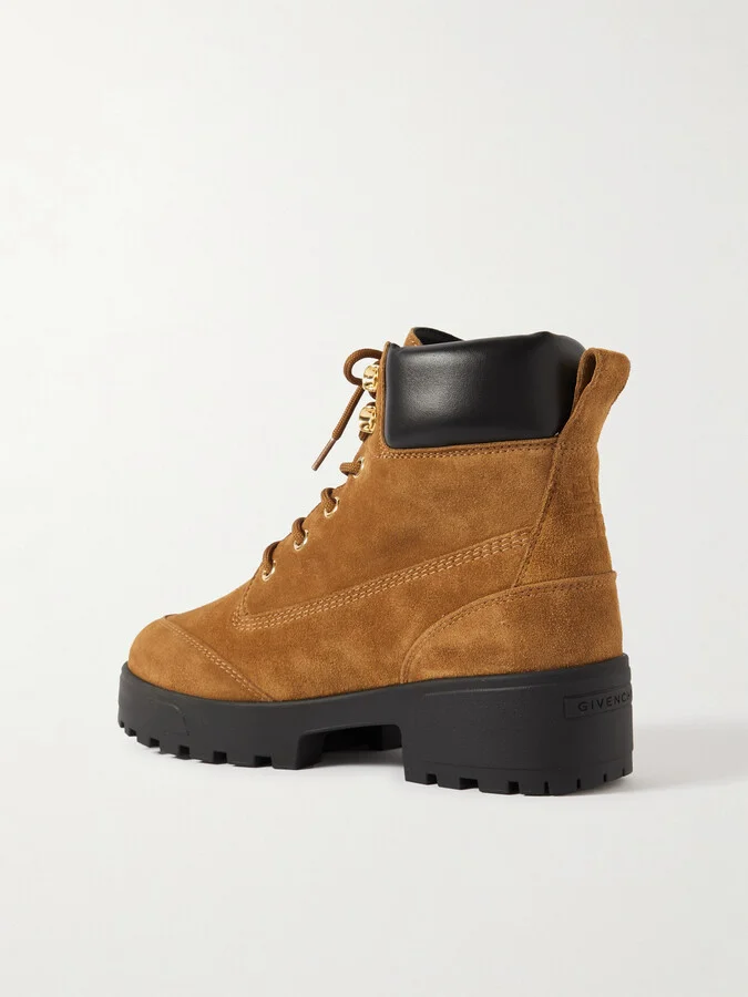 Givenchy - Trekker Leather-trimmed Suede Ankle Boots - Brown - Image 3