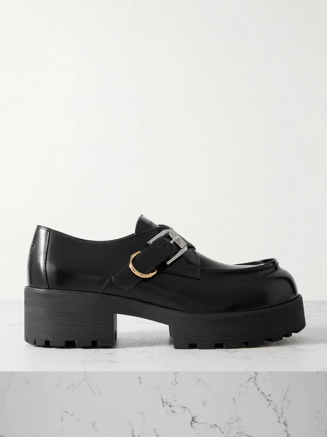 Givenchy - Voyou Monk Crystal-embellished Leather Platform Loafers - Black