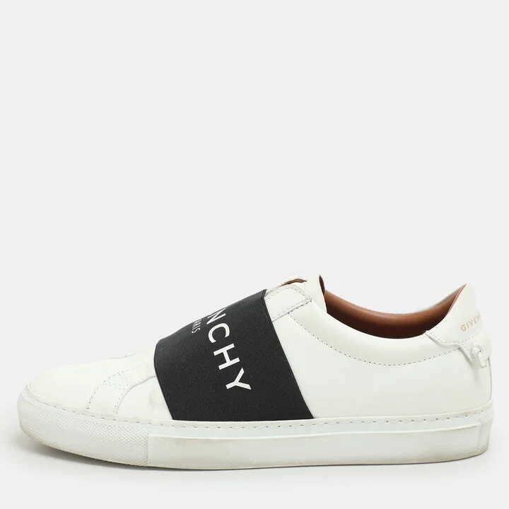 Givenchy White/Black Leather Urban Street Logo Slip On Sneakers Size 38