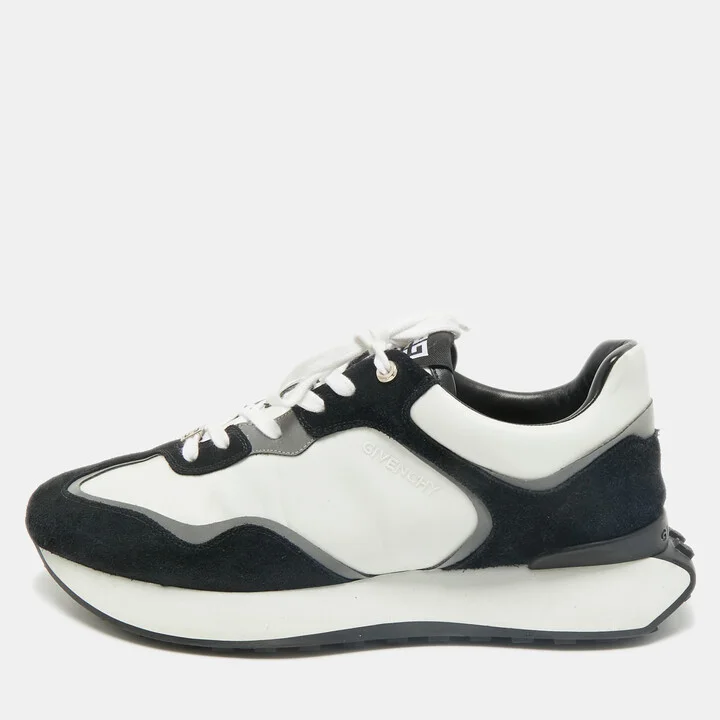 Givenchy White/Black Nylon and Suede GIV Runner Sneakers Size 45