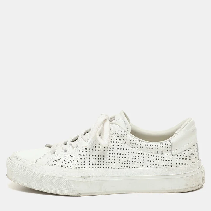 Givenchy White Perforated Signature Leather Low Top Sneakers Size 40
