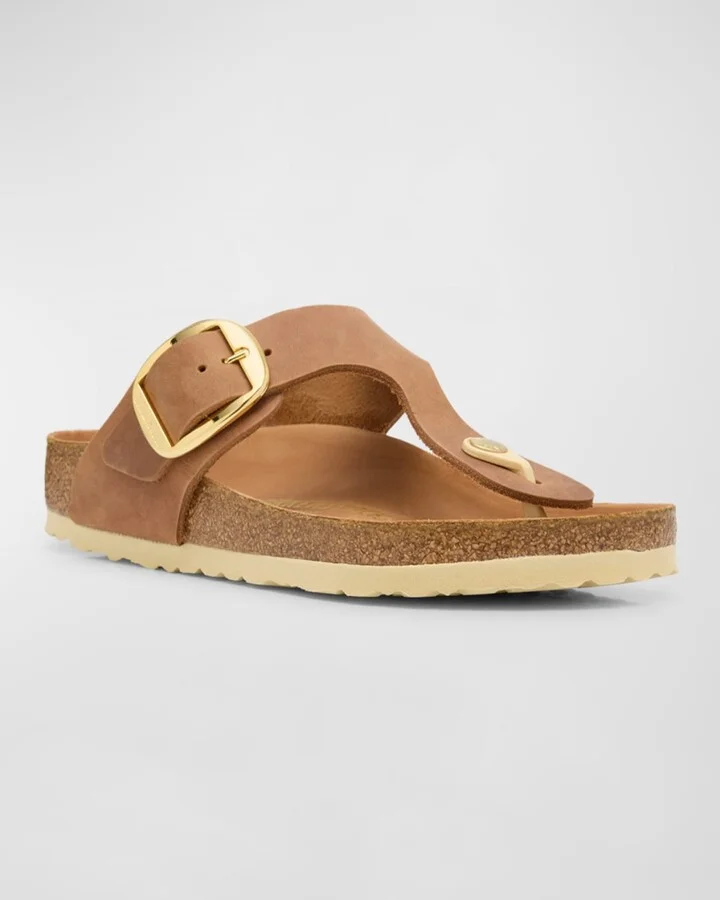 Gizeh Leather Buckle Thong Sandals - Image 2