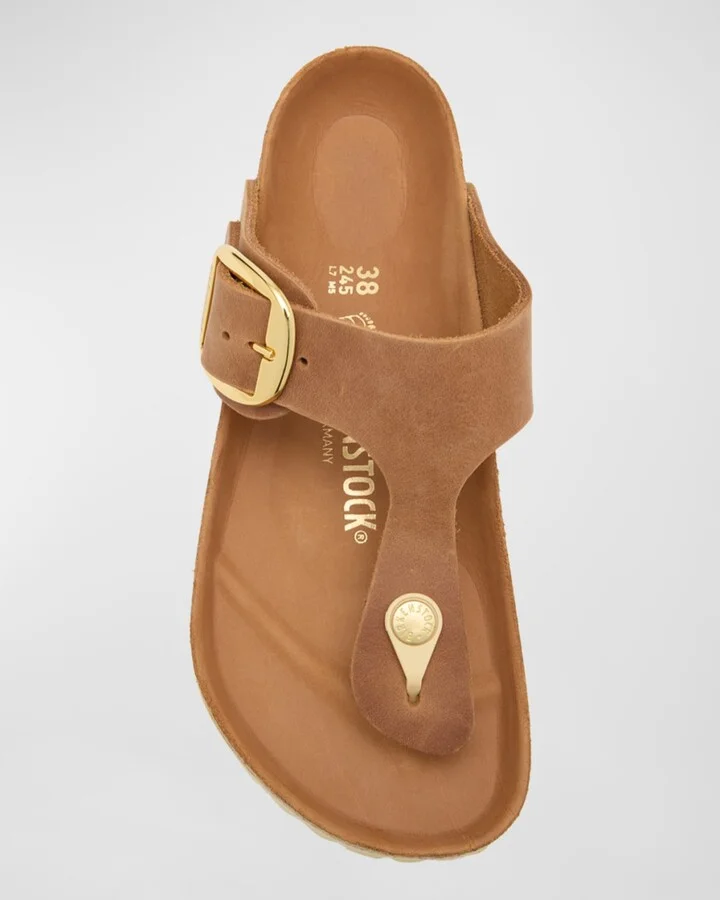 Gizeh Leather Buckle Thong Sandals - Image 3