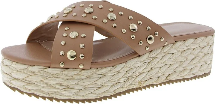 Gladda Womens Woven Faux Leather Slide Sandals
