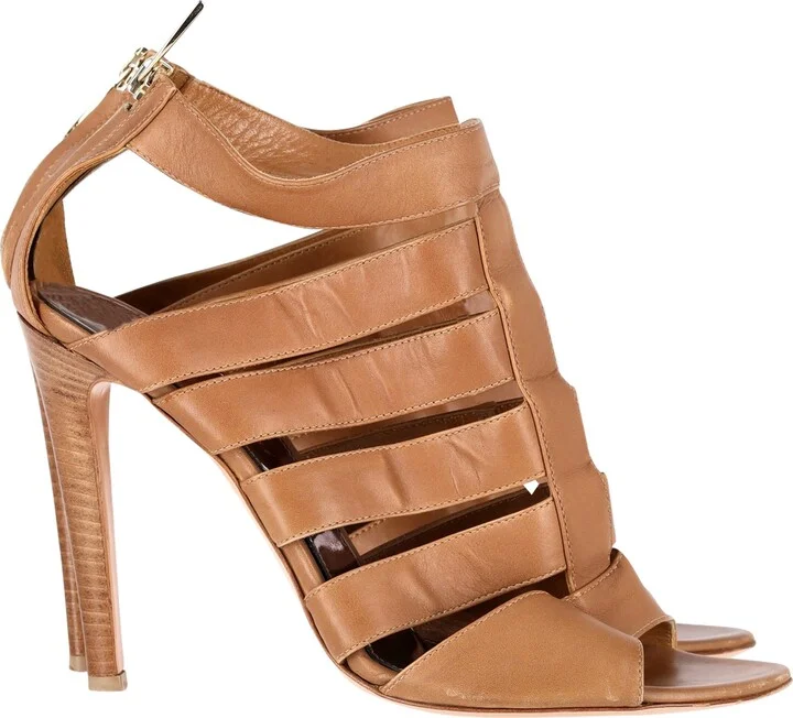 Gladiator High Heel Sandals in Brown Leather