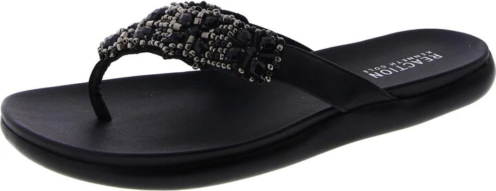 Glam-athon Womens Slip On Slide Flip-Flops