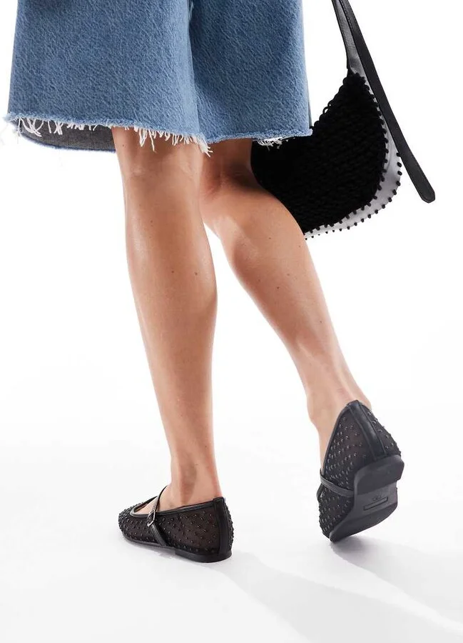 Glamorous ballet flats in mesh black polka dots - Image 3