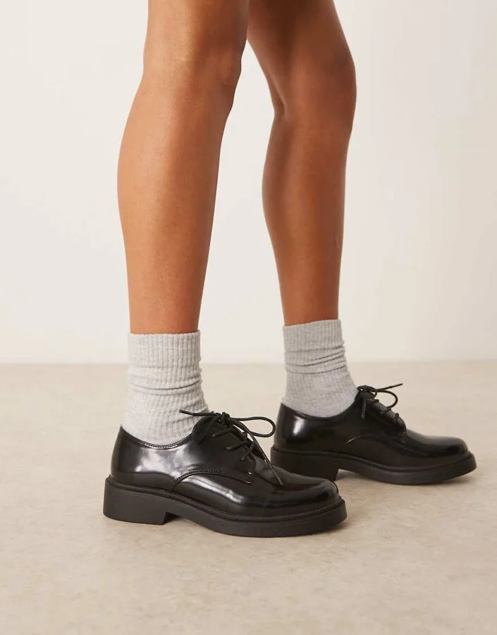 Glamorous derby lace-up shoes in black - Image 2