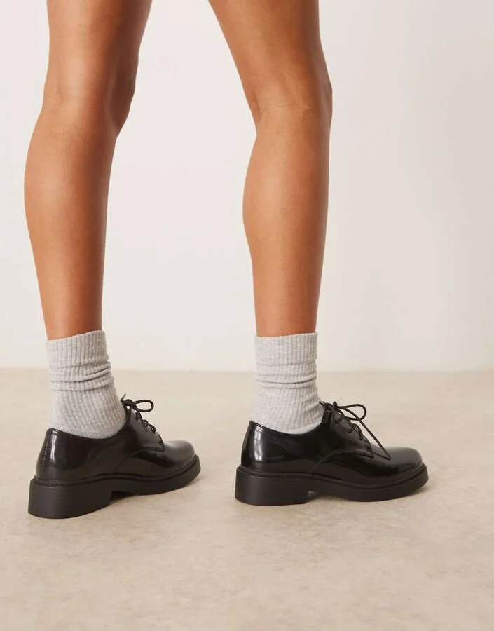 Glamorous derby lace-up shoes in black - Image 3