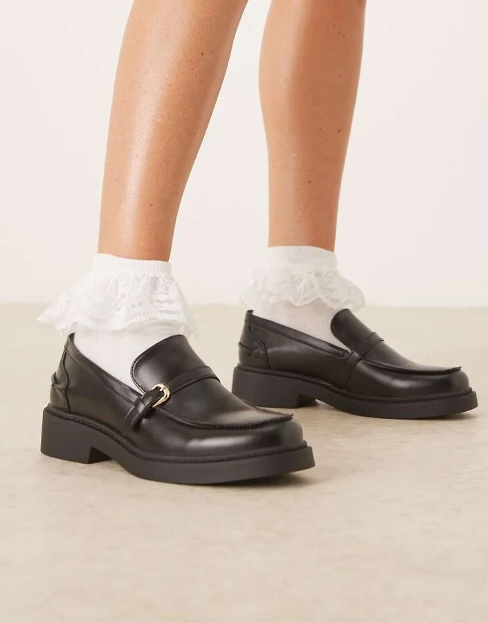 Glamorous loafers with buckle details in black