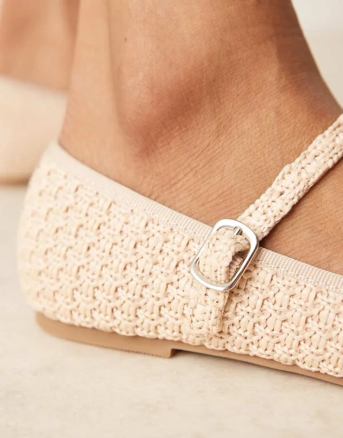 Glamorous mary jane ballet flats in raffia - Image 2