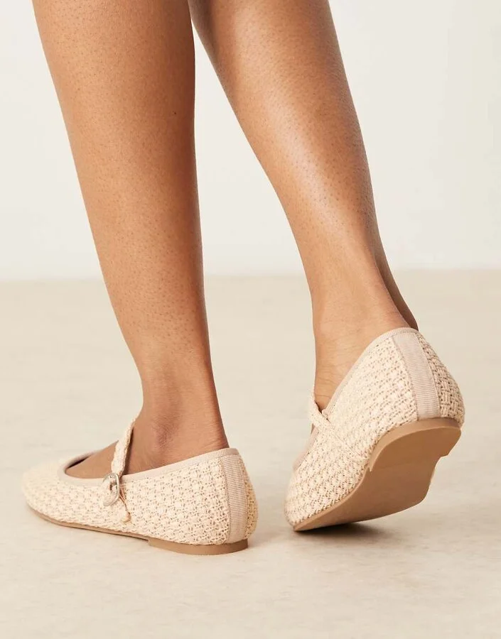 Glamorous mary jane ballet flats in raffia - Image 3
