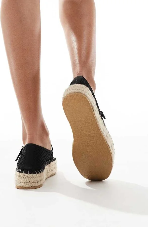 Glamorous mary jane espadrilles in black mesh - Image 3