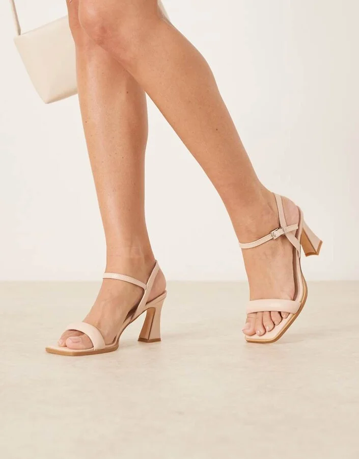 Glamorous mid heel sandals in cream