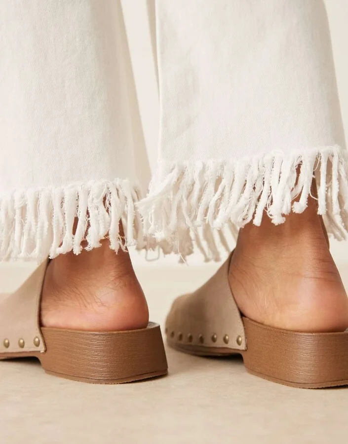 Glamorous mule clogs with studs in taupe - Image 3
