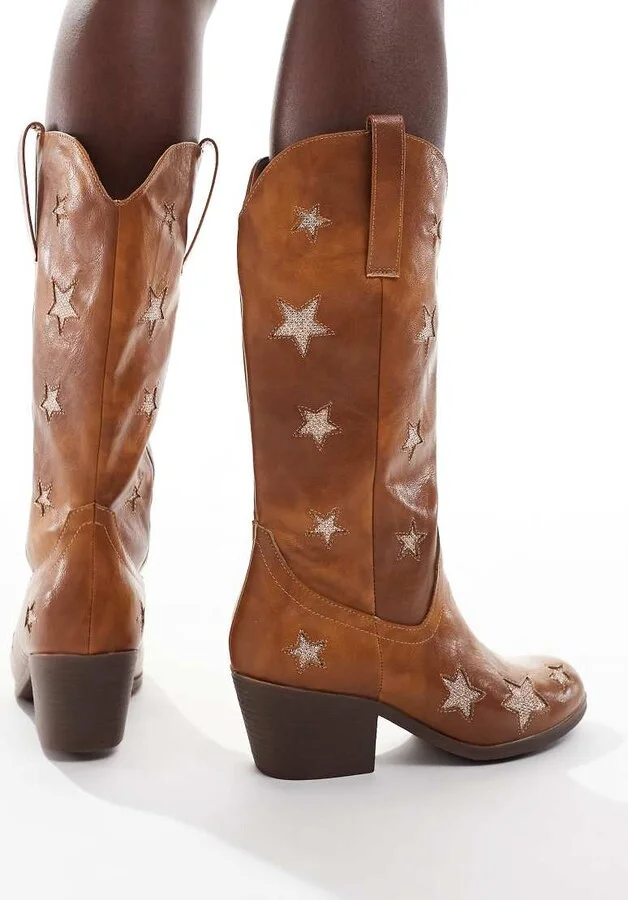 Glamorous star western boots in tan - Image 2