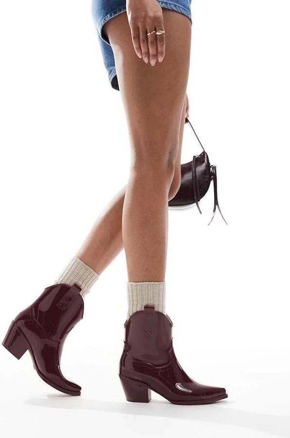 Glamorous welly western boots in burgundy - Image 4