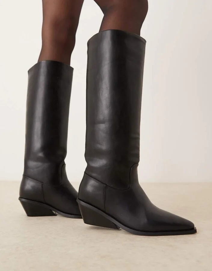 Glamorous western knee boots in black - Image 2