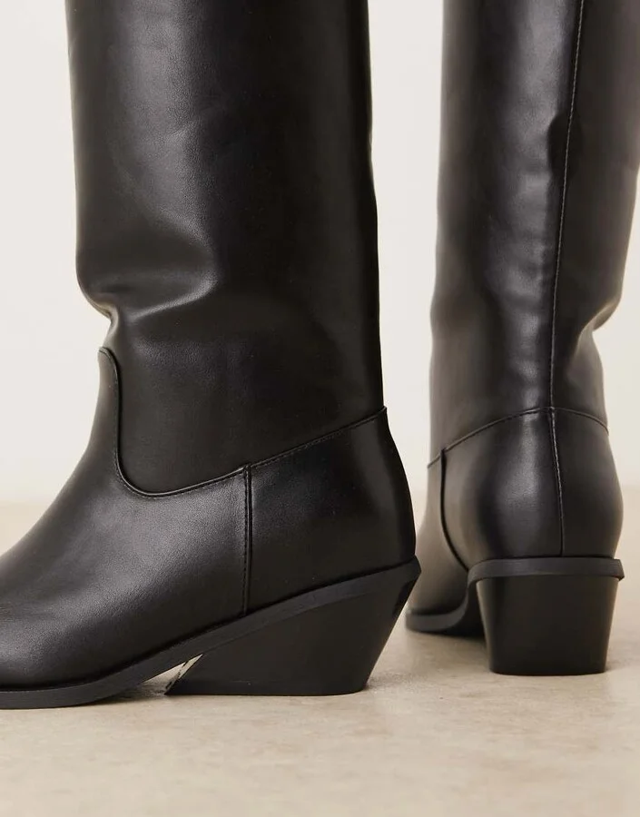 Glamorous western knee boots in black - Image 3