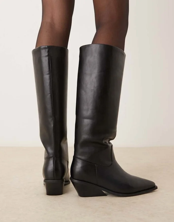 Glamorous western knee boots in black - Image 4