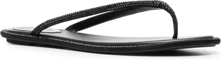 Glass Crystal-Embellishmed Leather Flip-Flops - Image 2