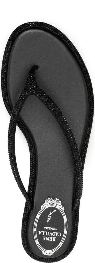 Glass Crystal-Embellishmed Leather Flip-Flops - Image 4