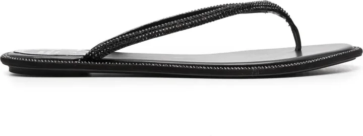 Glass Crystal-Embellishmed Leather Flip-Flops
