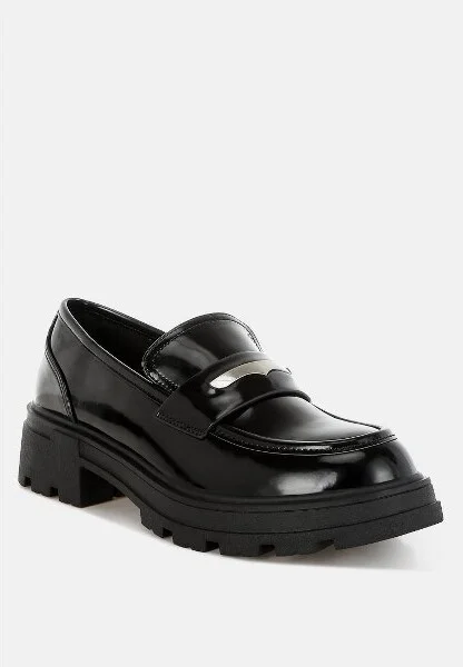 Gleam Stride Faux Leather Chunky Loafers Women - Image 3