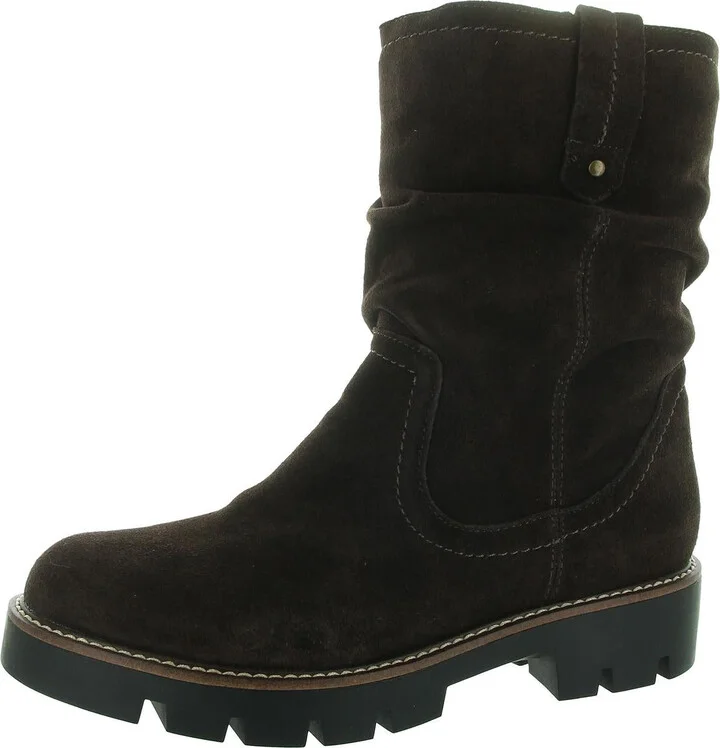Glean Womens Suede Block Heel Ankle Boots