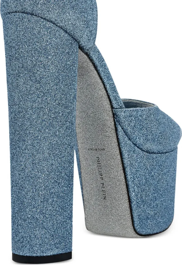 Glitter 120mm platform pumps - Image 3