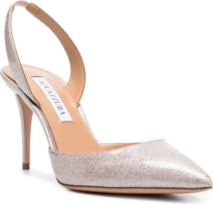 Glitter 90mm Faux-Leather Slingback Pumps - Image 2