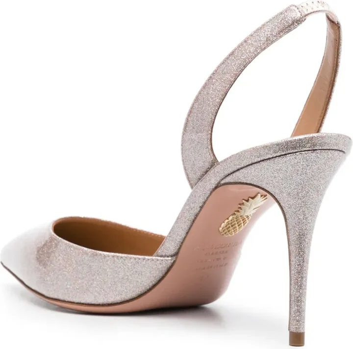 Glitter 90mm Faux-Leather Slingback Pumps - Image 3