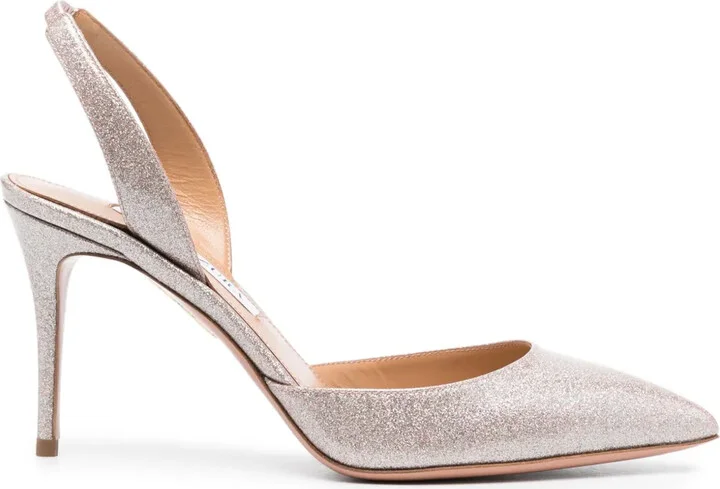 Glitter 90mm Faux-Leather Slingback Pumps