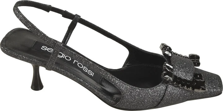 Glitter Applique Sling-back Pumps