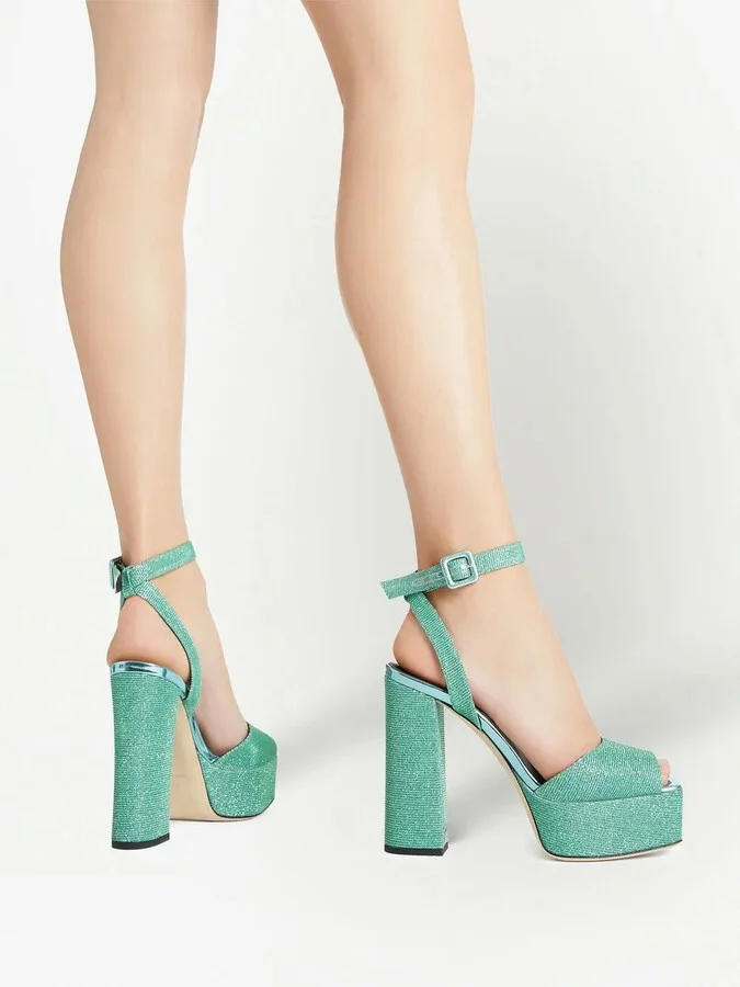 Glitter Block-Heel Platform Sandals - Image 5