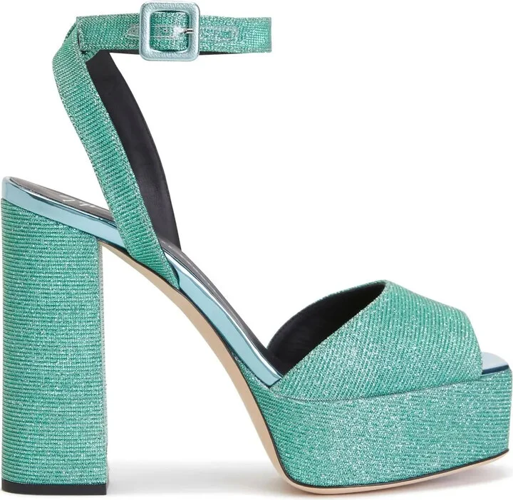 Glitter Block-Heel Platform Sandals