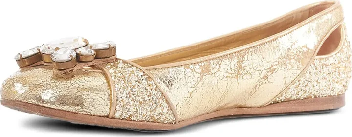 Glitter-Detail Ballet Flats