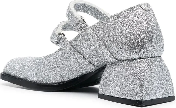 Glitter-Detail Leather Sandals - Image 3