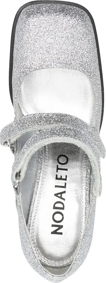 Glitter-Detail Leather Sandals - Image 4