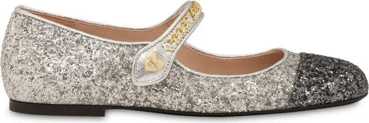 Glitter-Detail Two-Tone Ballerinas