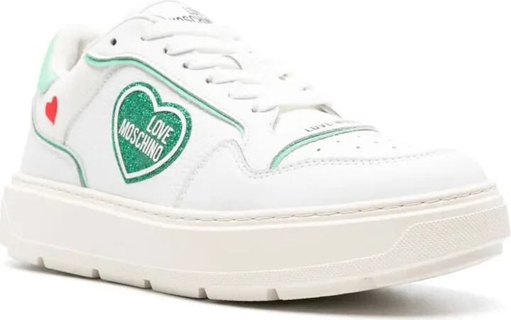 Glitter-Detailed Leather Sneakers - Image 2