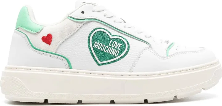 Glitter-Detailed Leather Sneakers