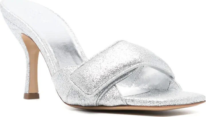 Glitter-Detailing 80mm Leather Sandals - Image 2