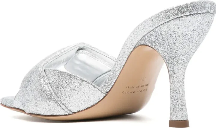 Glitter-Detailing 80mm Leather Sandals - Image 3