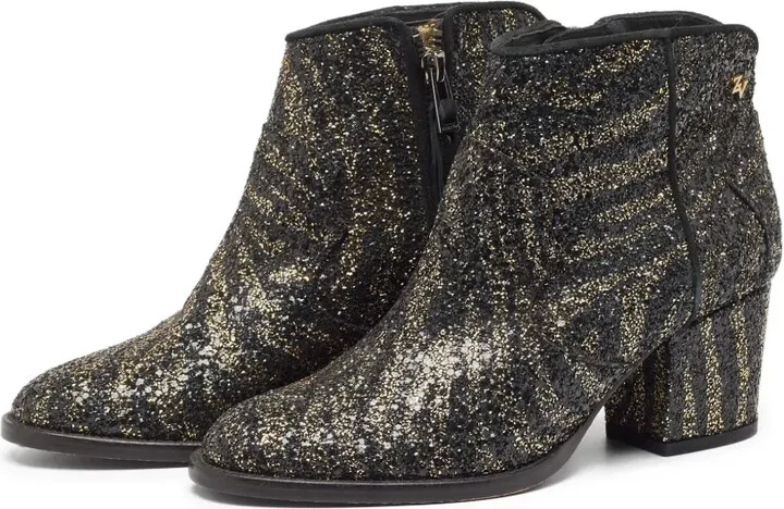 Glitter-Embellished Block-Heel Ankle Boots - Image 3