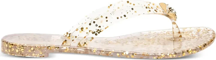 Glitter-Embellished Flat Sandals
